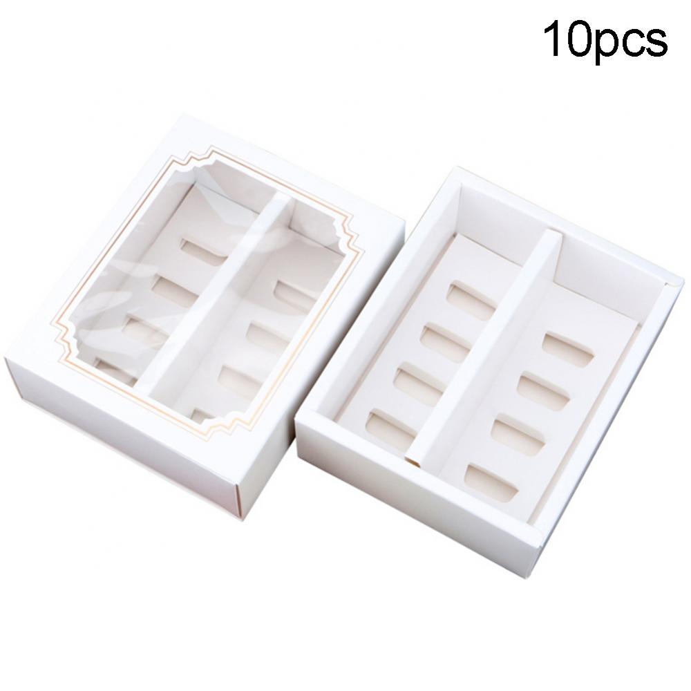 10 Cajas Blancas Macarrons Visor Doble