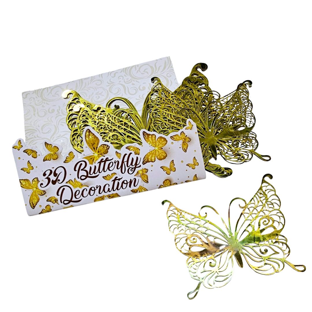 Pack 12 Mariposas Dorado Topper